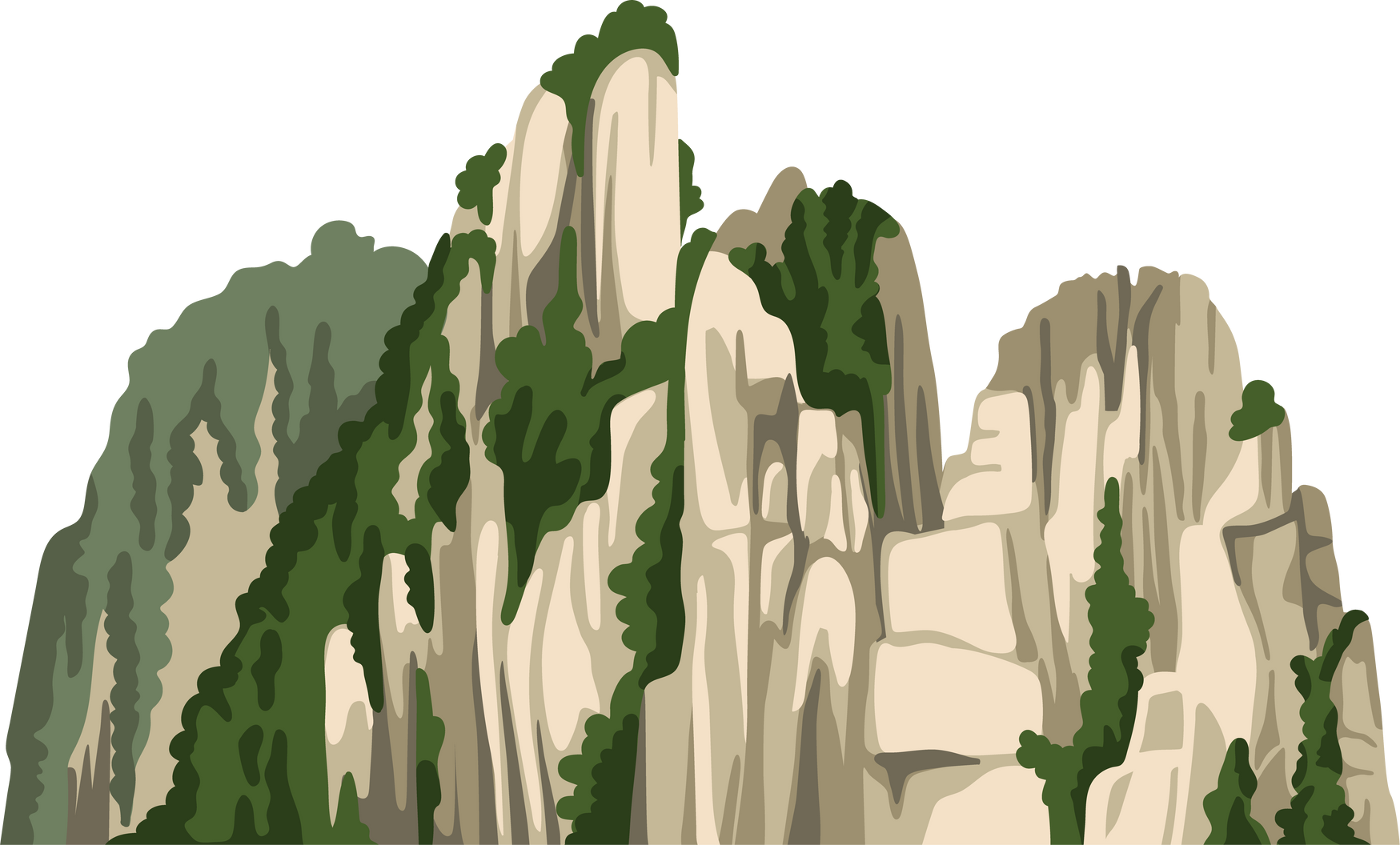 Chinese mountain flat illustration.